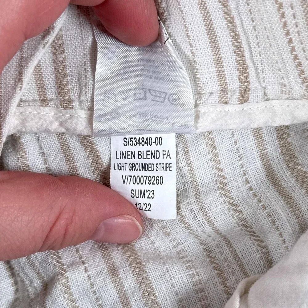 Banana Republic Pants Womens 4‎ White Stripe Paperbag Wide Leg Linen Crop Casual